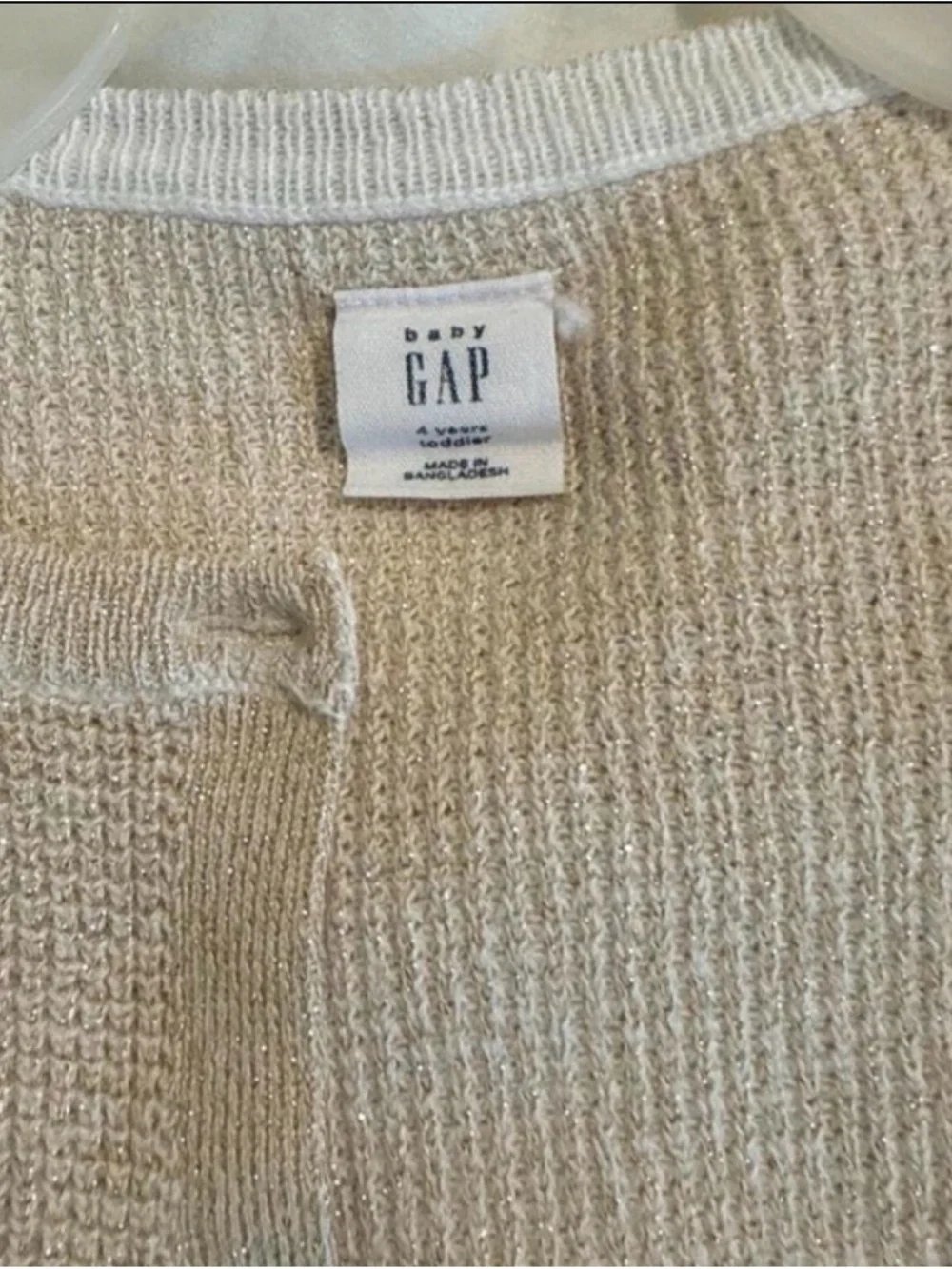 Baby GAP Girl Cream Knit Button-Up Cardigan Size 4T